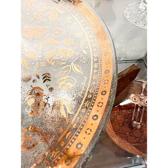 Georges Briard Large Gold Glass Floral Serving Plate - Picture 7 of 7